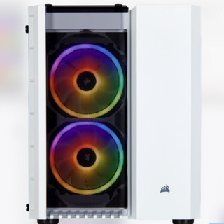 USCORSAIR 美商海盗船 CRYSTAL 280X RGB M-ATX机箱 半侧透 白色 含电源 1000W