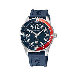 Men's Analog Blue Silicone Strap Watch 44 mm