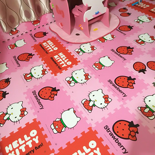 明德Meitoku爬行垫儿童泡沫地垫卡通授权覆膜爬行垫拼图宝宝地垫卧室防摔加厚垫子 草莓KT022（9片/套） 30*30*1.0cm
