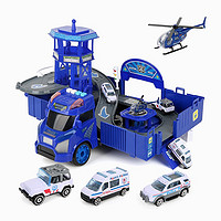 勾勾手(gougoushou)儿童玩具男孩3-6岁玩具车模型轨道变形停车场小孩启蒙玩具 变形警车停车场-蓝色
