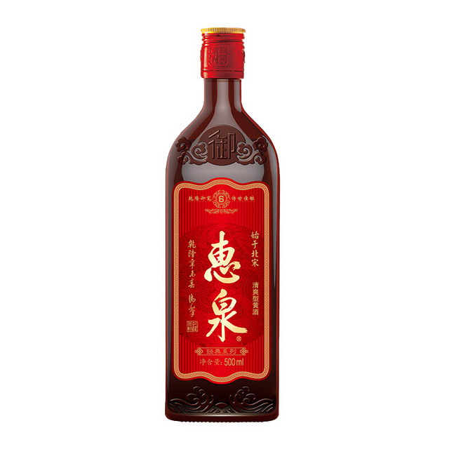 惠泉黄酒500ml*6瓶无锡经典六清爽型半干花雕可泡阿胶蒸大闸蟹经典系列