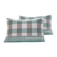 雅漫婷 柔软格子枕巾 绿格 一对装