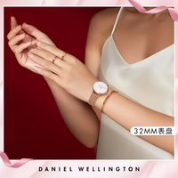 丹尼尔惠灵顿 32mm端庄文雅轻奢金属编织表带石英表女DW手表DW00100163 玫瑰金 白盘