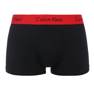 Calvin Klein 卡尔文·克莱 男士时尚舒适平角内裤 两条装 送男友礼物 NB1463A 黑色红边 S