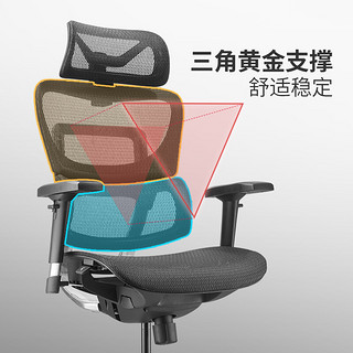 Ergoup/有谱 FLY 人体工学椅电脑椅家用办公椅子 可躺老板椅电竞椅学习座椅 黑框灰网 铝合金脚  旋转升降扶手