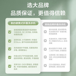 美的(Midea)清洁机折叠便携衣物清洗机内衣裤清洗洗袜子神器迷你便携清洗机基础款MX-ZDXG02 一键除菌款