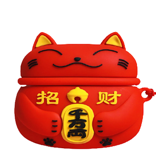 猎典 Airpods Pro 蓝牙耳机硅胶保护套 红色招财猫