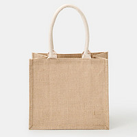 MUJI 無印良品 黄麻 简易收叠购物袋 原色 27*31*16cm