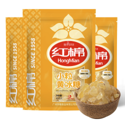 HongMian 红棉 冰糖黄冰糖小粒 3袋 老冰糖 纯甘蔗白冰糖 多晶冰糖