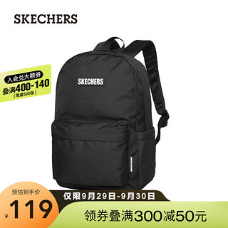 SKECHERS 斯凯奇 男女款运动双肩大容量旅行背包大学生书包L319U033 深黑色/002K 18.3升