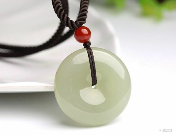 天然阿富汗青玉转运吉祥平安扣简约设计护身平安符