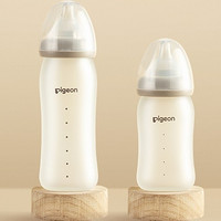 Pigeon 贝亲 简约风格系列 AA177 硅橡胶护层玻璃奶瓶 240ml M 3月+