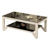 凡社 FCKWB2 简约玻璃茶几 100*50cm 黑面白架款