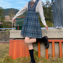 忘川琉璃JK制服 jk制服 临渊 背心裙 蓝色格裙