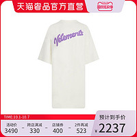 VETEMENTS 白色香芋紫色手写logo廓形宽松休闲女士T恤