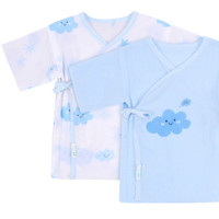 全棉时代 800-004228 婴儿短款纱布和袍 2件装 天空蓝+萌萌星空蓝 66/44码