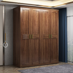 heyou禾友乌金木四门衣柜高档全实木新中式卧室衣橱简约家用储物柜