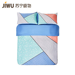 JIWU 苏宁极物 床上用品孟菲斯全棉风趣贡缎四件套纯棉件套