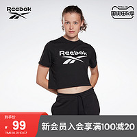 Reebok 锐步 官方女子GI6703吉克隽逸高腰时尚圆领运动短袖T恤