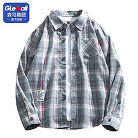 Glemall 哥来买 GLEMALL衬衫男士港风长袖衬衣春夏新款帅气宽松格子外套