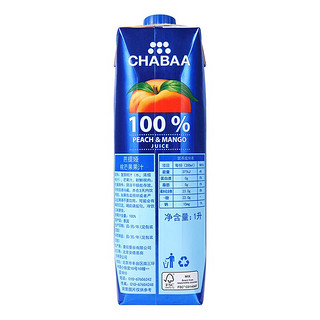 CHABAA 芭提娅 100%桃芒果汁 1L