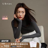 Ubras 一字领堆堆袖轻暖肌底衣打底上衣百搭保暖内衣柔软内搭秋衣女 黑色 均码