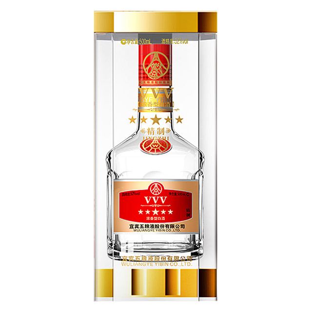 五粮液股份vvv五星级精制52度500ml*6瓶浓香型高度白酒整箱宜宾3v