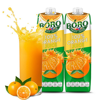 BORO 果汁1L*4瓶橙汁芒果白葡萄汁红葡萄汁100%夏天果汁