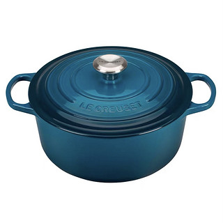 LE CREUSET 酷彩 炖锅(22cm、3.3L、铸铁、蓝绿色、不锈钢盖耳)