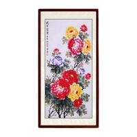 尚得堂 孙竹苗 花开富贵 88x218cm 圆角棕色实木框
