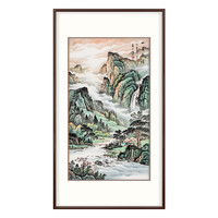 弘舍 新中式玄关装饰画手绘山水画入户挂画走廊过道壁画 山碧泉清