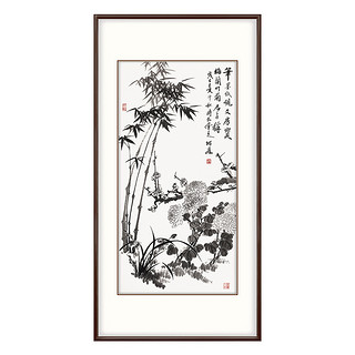 弘舍 新中式玄关装饰画入户挂画走廊过道竖版壁画手绘 梅兰竹菊