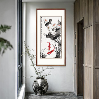 弘舍 新中式玄关装饰画入户走廊挂画过道壁画手绘字画 时和景泰