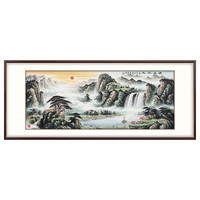 弘舍新中式客厅装饰画手绘山水画风水靠山壁画办公室挂画源远流长