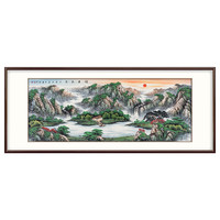 弘舍客厅装饰画手绘山水画风水靠山背景墙壁画办公室挂画旭日东升