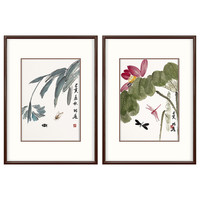 弘舍 新中式装饰画双联餐厅挂画卧室壁画玄关国画字画 香远益清