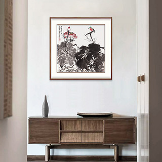 弘舍 新中式玄关装饰画入户走廊装饰画斗方餐厅过道挂画荷塘清韵