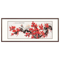 弘舍新中式客厅装饰画沙发背景墙挂画纯手绘国画梅花壁画梅报五福
