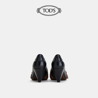 TOD'S官方正品2021早秋新品女士牛皮拼接休闲高跟鞋乐福鞋