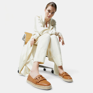 TOD'S官方正品2021夏季KATE麻花扣平底女鞋小白鞋渔夫鞋平底鞋