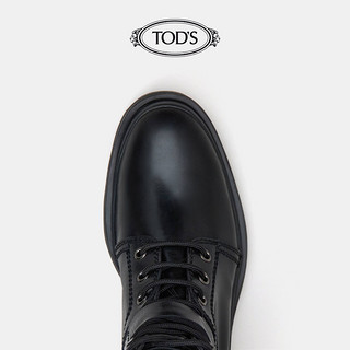 TOD'S官方正品2021早秋新品男鞋男士黑色真皮踝靴男系带短靴户外
