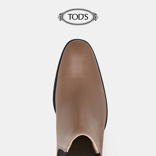 TOD'S官方正品2021秋冬新品女鞋女士真皮粗跟皮靴短筒靴切尔西靴