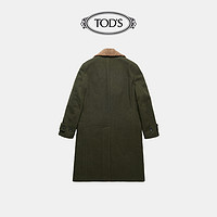 TOD'S官方正品2021秋冬新品男装棕色中长款羊毛大衣男士风衣外套