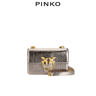 PINKO2021早秋新品银色蛇纹单肩斜挎小号飞鸟包燕子包1P22CXY7GB