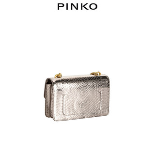 PINKO2021早秋新品银色蛇纹单肩斜挎小号飞鸟包燕子包1P22CXY7GB