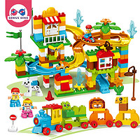 京东PLUS会员：天才小鬼   大颗粒儿童积木玩具 立体拼插轨道车212件套