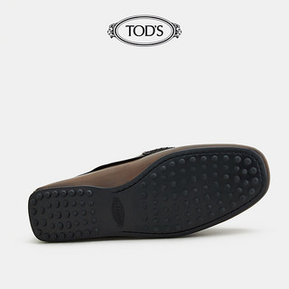 TOD'S官方正品2021夏季男鞋男士棕色休闲真皮软底豆豆鞋男一脚蹬