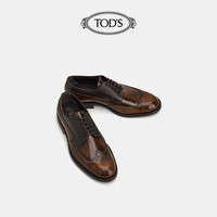 托德斯 TOD'S官方正品2021夏季布洛克雕花男鞋真皮系带皮鞋男英伦风(45、黑色)