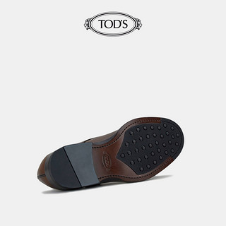 TOD'S官方正品2021夏季男鞋男士棕色真皮商务休闲皮鞋英伦风单鞋（45、棕色）