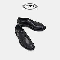 托德斯 TOD'S官方正品2021夏季男鞋男士真皮系带商务休闲皮鞋男英伦风（46.5、黑色）